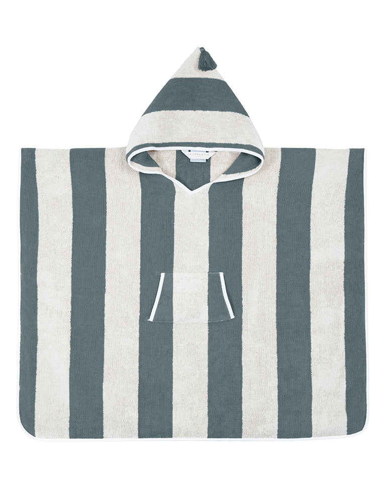 Poncho Kids - Éponge - Rayures Gris / Crème
