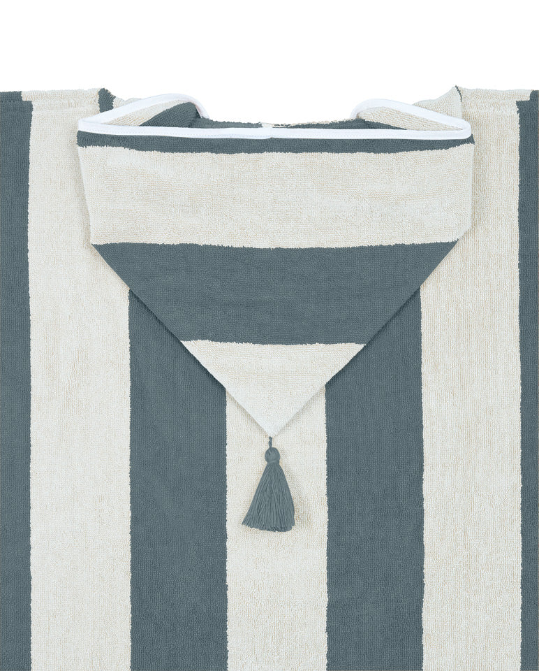 Poncho Kids - Éponge - Rayures Gris / Crème