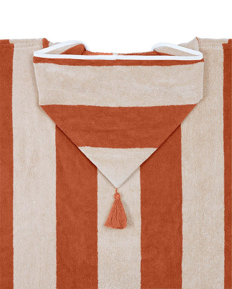 Poncho Kids - Éponge - Rayures Rouille / Crème