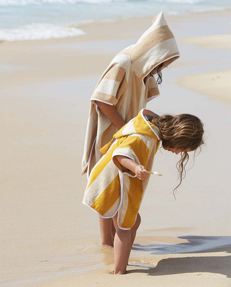 Poncho Kids - Éponge - Rayures Jaune Gold/ Crème
