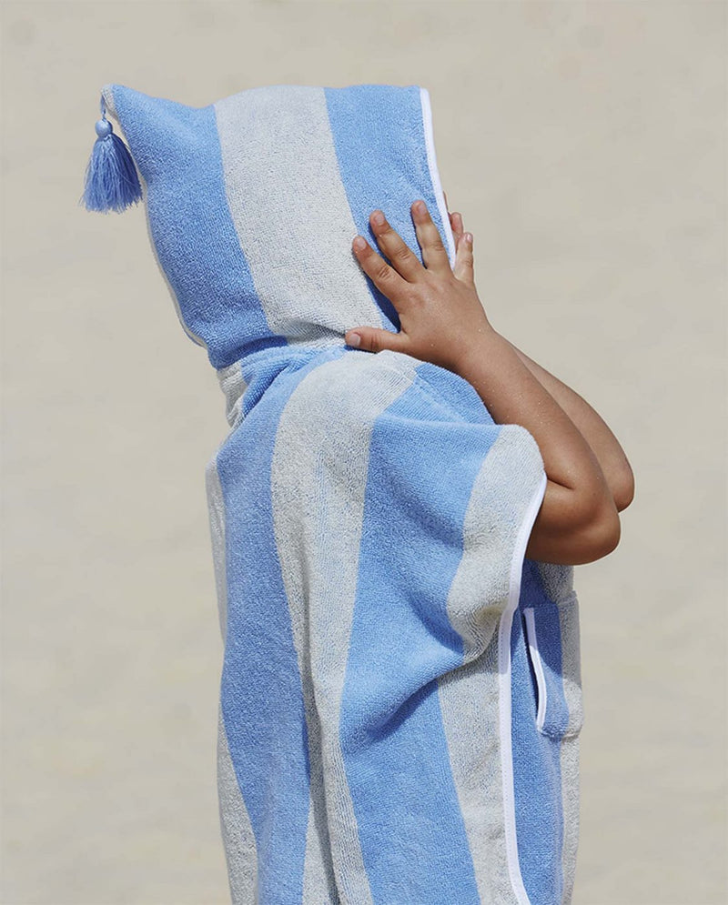 Poncho Kids - Éponge - Rayures Bleu Fjord/ Crème