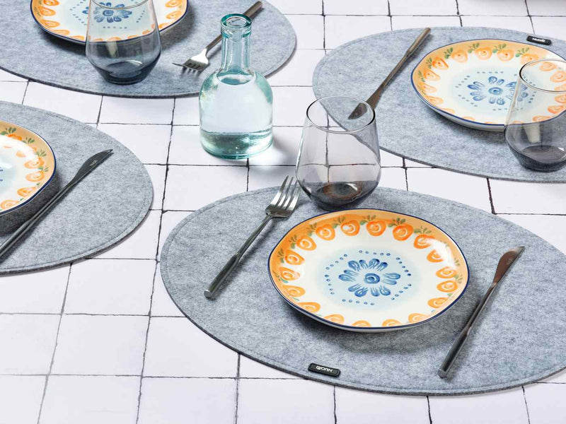 Set De Table Ovale - 6 Pièces - Feutre Recyclé Gris