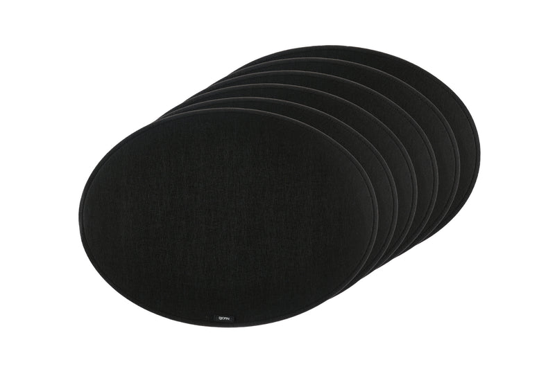 Set De Table Ovale - 6 Pièces - Feutre Recyclé Noir
