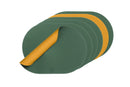 Set De Table Ovale Réversible - 6 Pièces - Cuir Recyclé Jaune Moutarde Et Vert Sapin