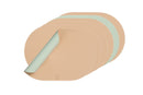 Set De Table Ovale Réversible - 6 Pièces - Cuir Recyclé Rose Pâle Et Vert Pâle