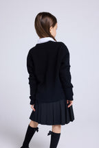 Cardigan Girocollo Cuore Polly - Nero Rosso