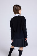 Cardigan Col Rond Cœur Polly - Noir Rouge