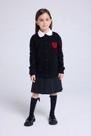 Cardigan Col Rond Cœur Polly - Noir Rouge