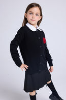 Cardigan Col Rond Cœur Polly - Noir Rouge