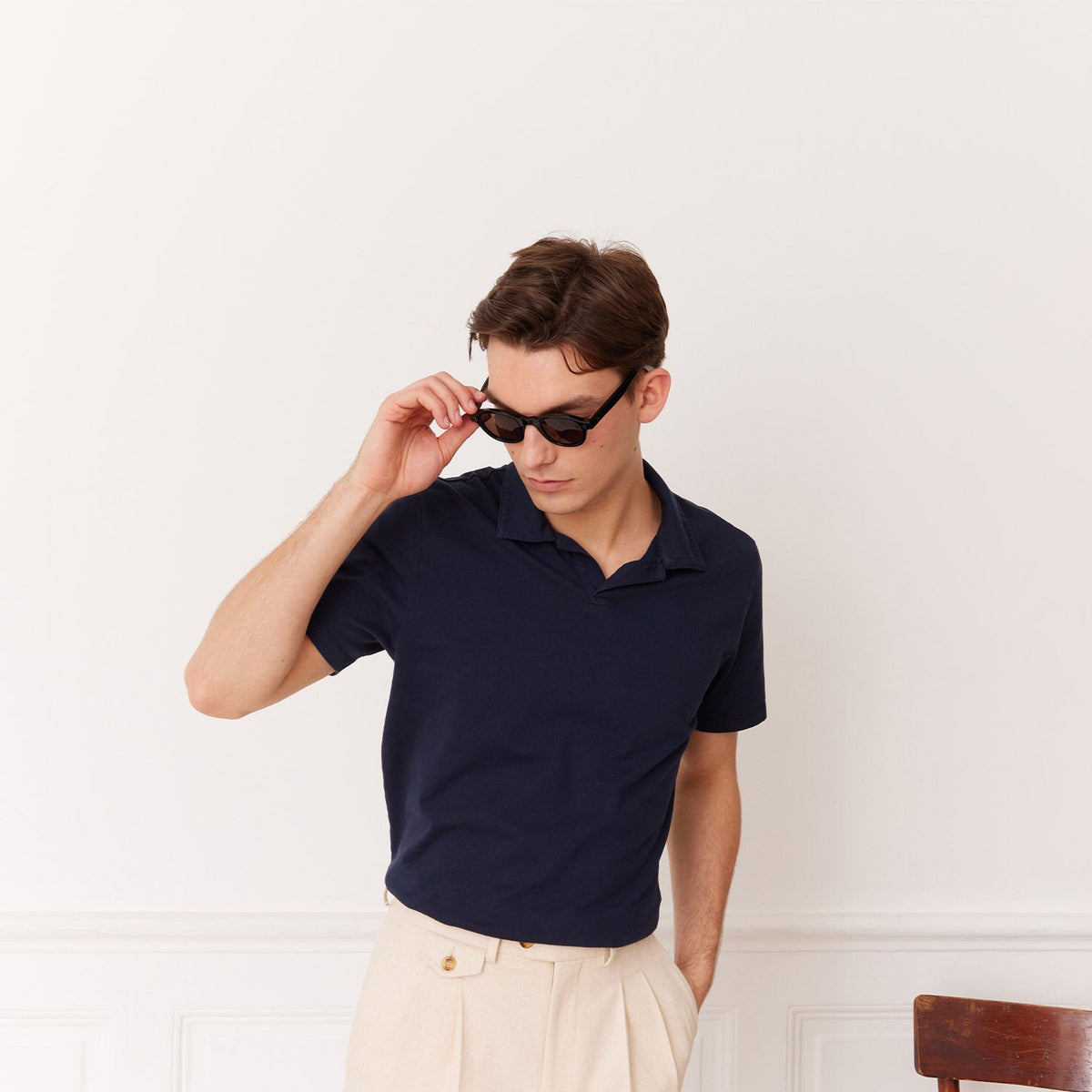 Polo En Coton Supima Marine