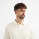 Polo Long Sleeve 100% Merino  - Seachell White