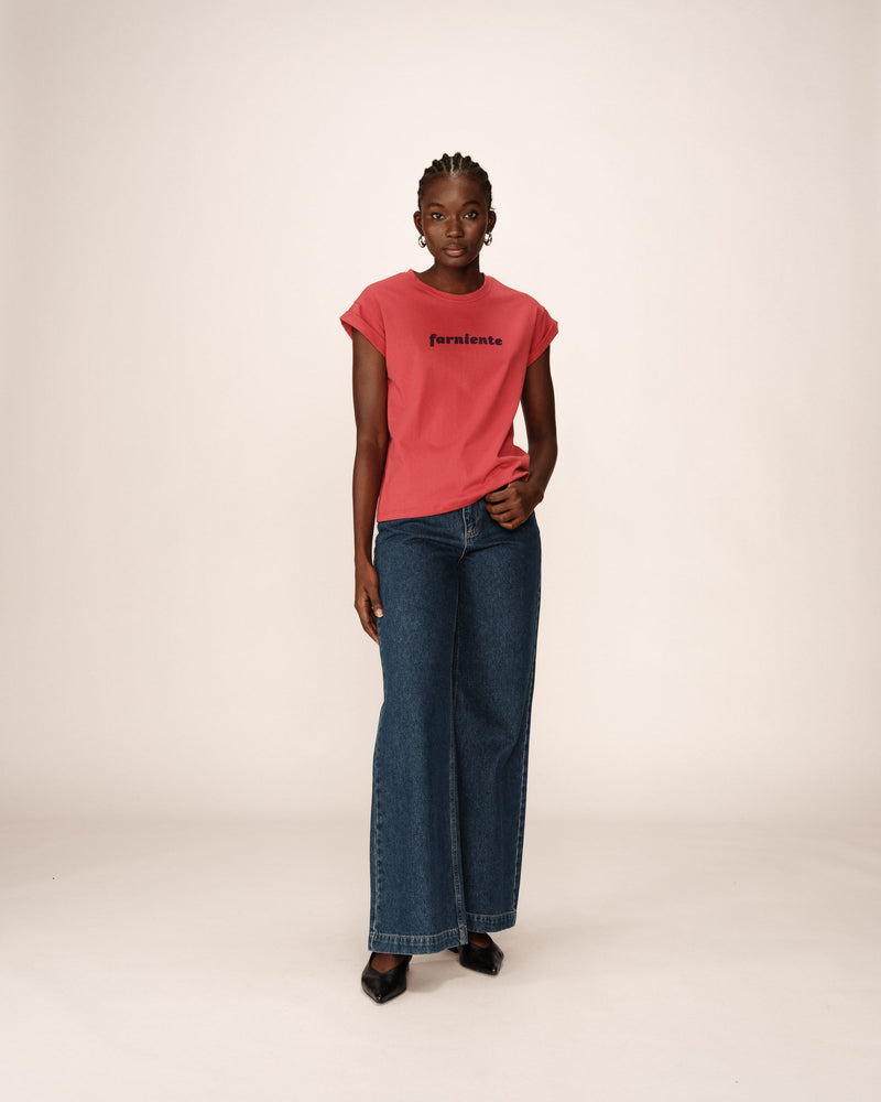 T-Shirt With Message Terracotta Pomelo
