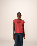 T-Shirt With Message Terracotta Pomelo