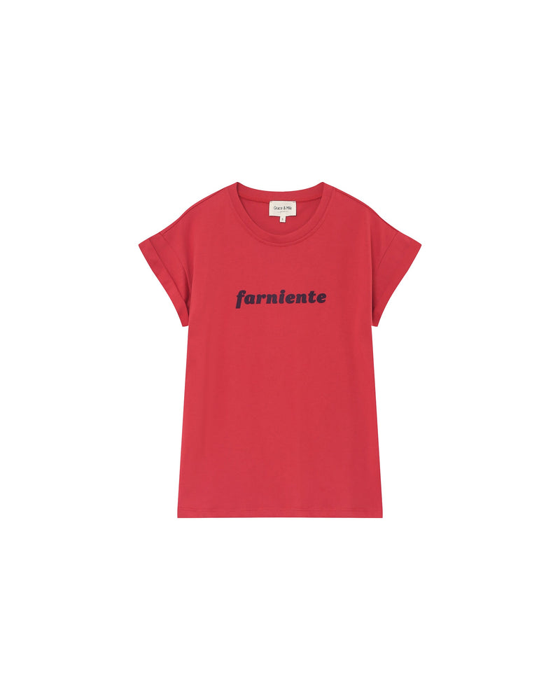 T-Shirt With Message Terracotta Pomelo