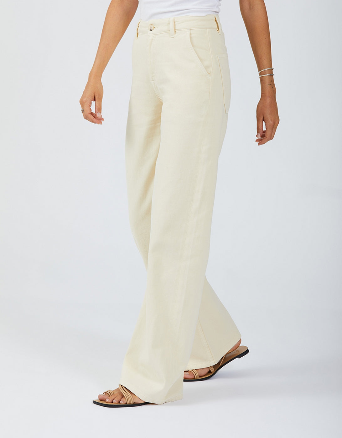 Wide Leg Trousers Pom Color - Milkshake - Women