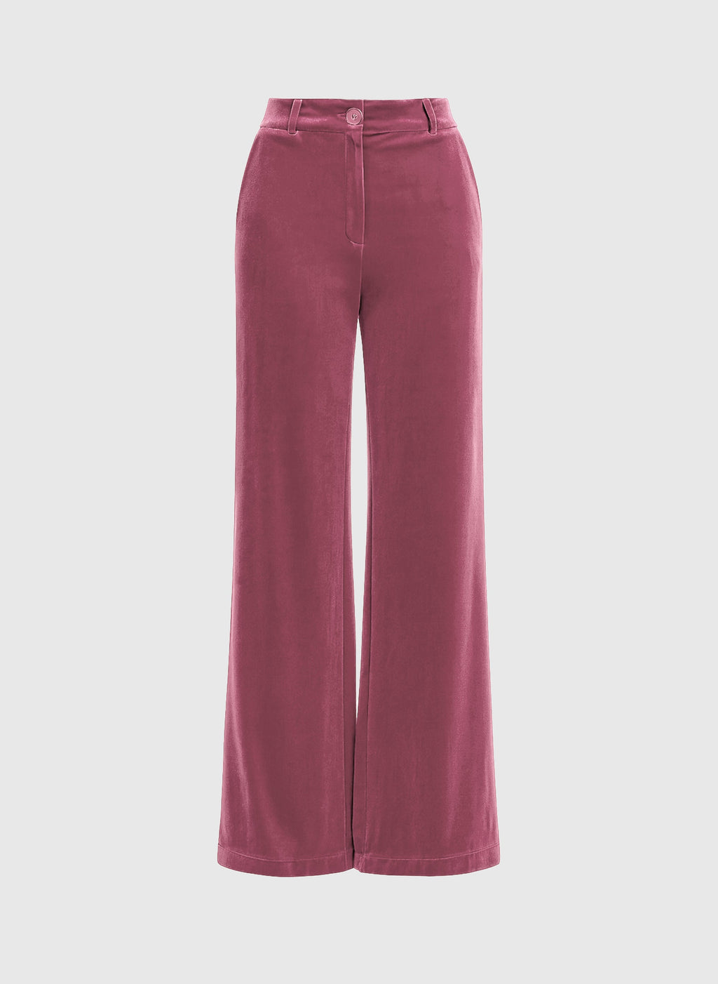 An'ge – Pantalon Pontalene Rose, hindbærlyserøde fløjlsbukser med vide ben, set forfra