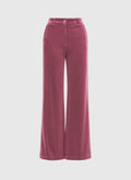An'ge – Pantalon Pontalene Rose, hindbærlyserøde fløjlsbukser med vide ben, set forfra