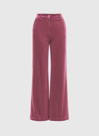 An'ge – Pantalon Pontalene Rose, hindbærlyserøde fløjlsbukser med vide ben, set forfra