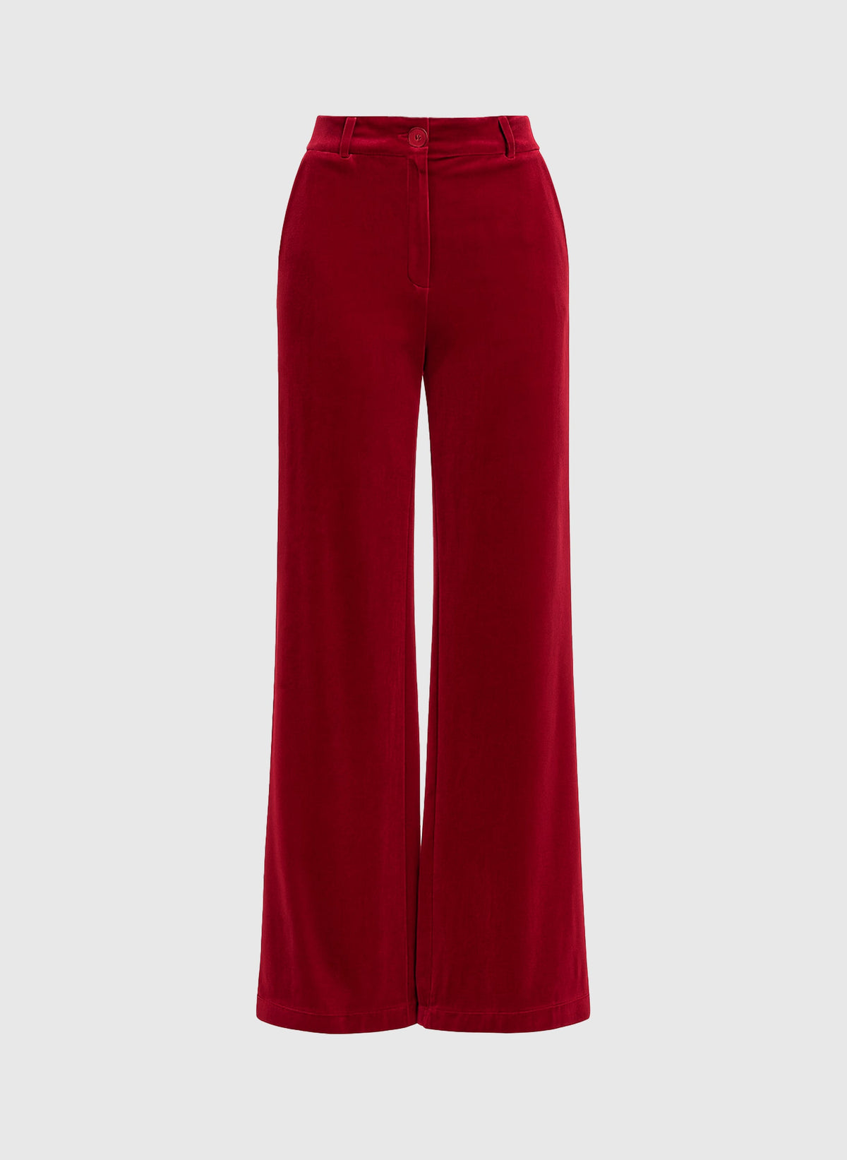 An'ge – Pantalon Pontalene Rouge, pantalon large en velours rouge, vue de face sur fond uni