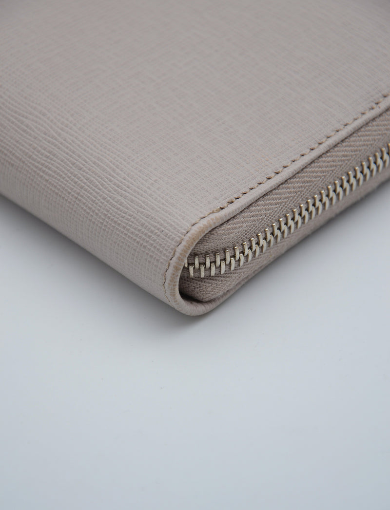 Fendi Beige Leather Zipped Wallet