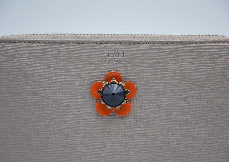 Fendi Beige Leather Zipped Wallet