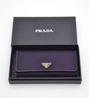 Portefeuille Long Prada En Nylon Violet & Cuir Noir