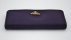 Prada Long Wallet In Purple Nylon & Black Leather