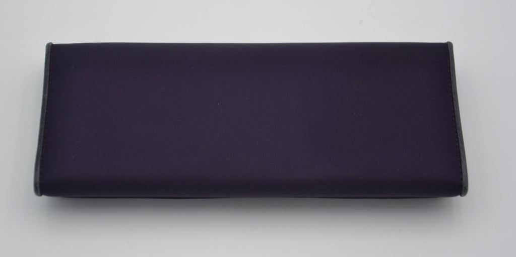 Prada Long Wallet In Purple Nylon & Black Leather