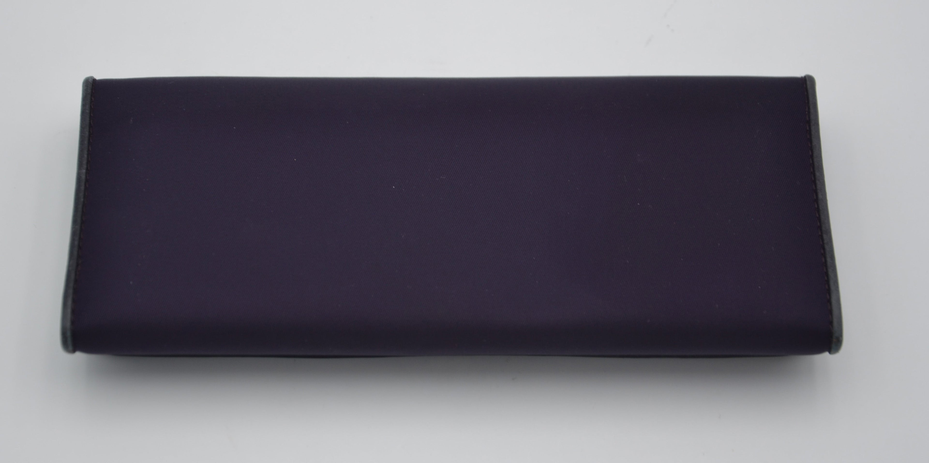 Prada Long Wallet In Purple Nylon & Black Leather
