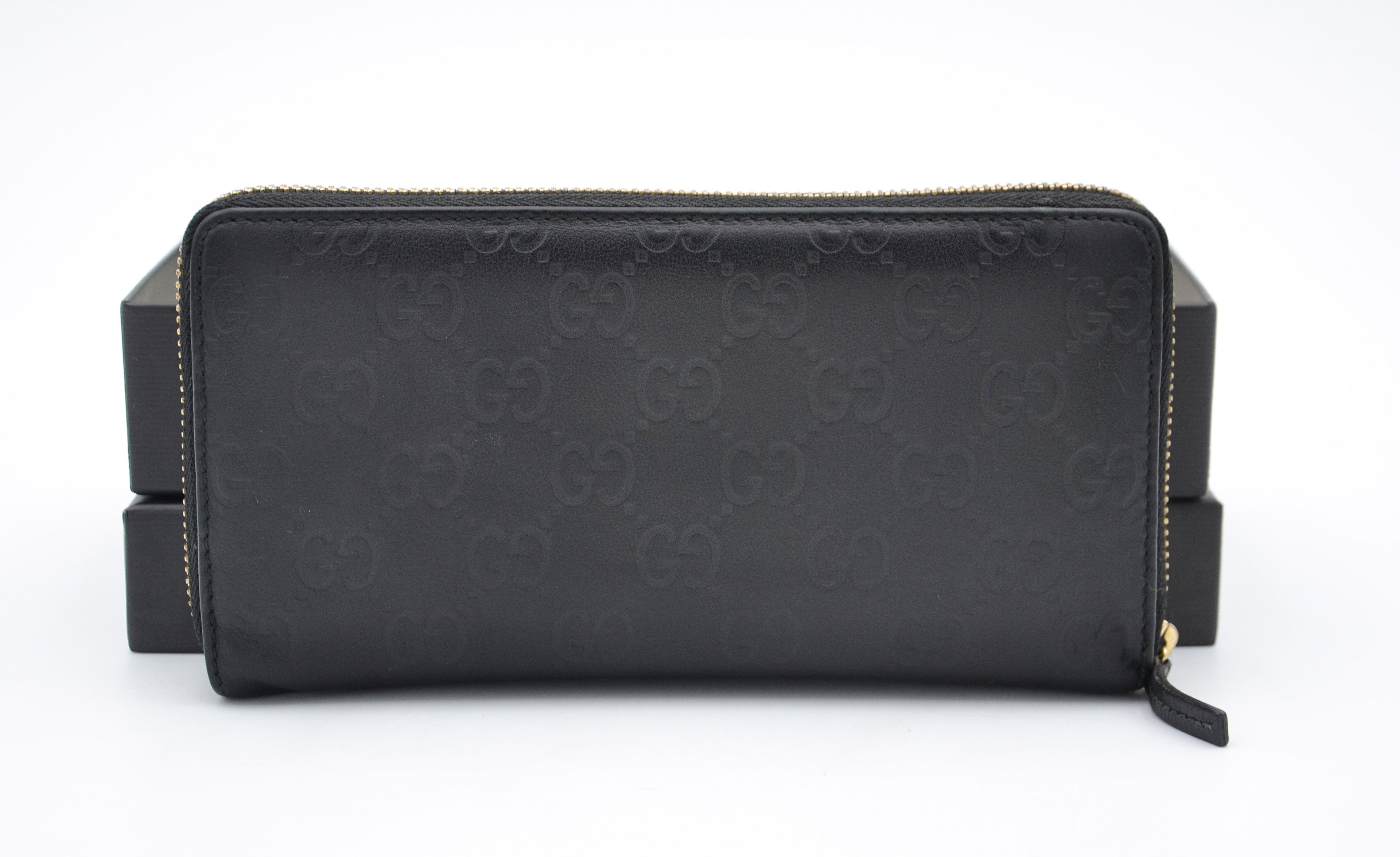 Gucci Zippy Long Wallet In Black Leather Guccissima