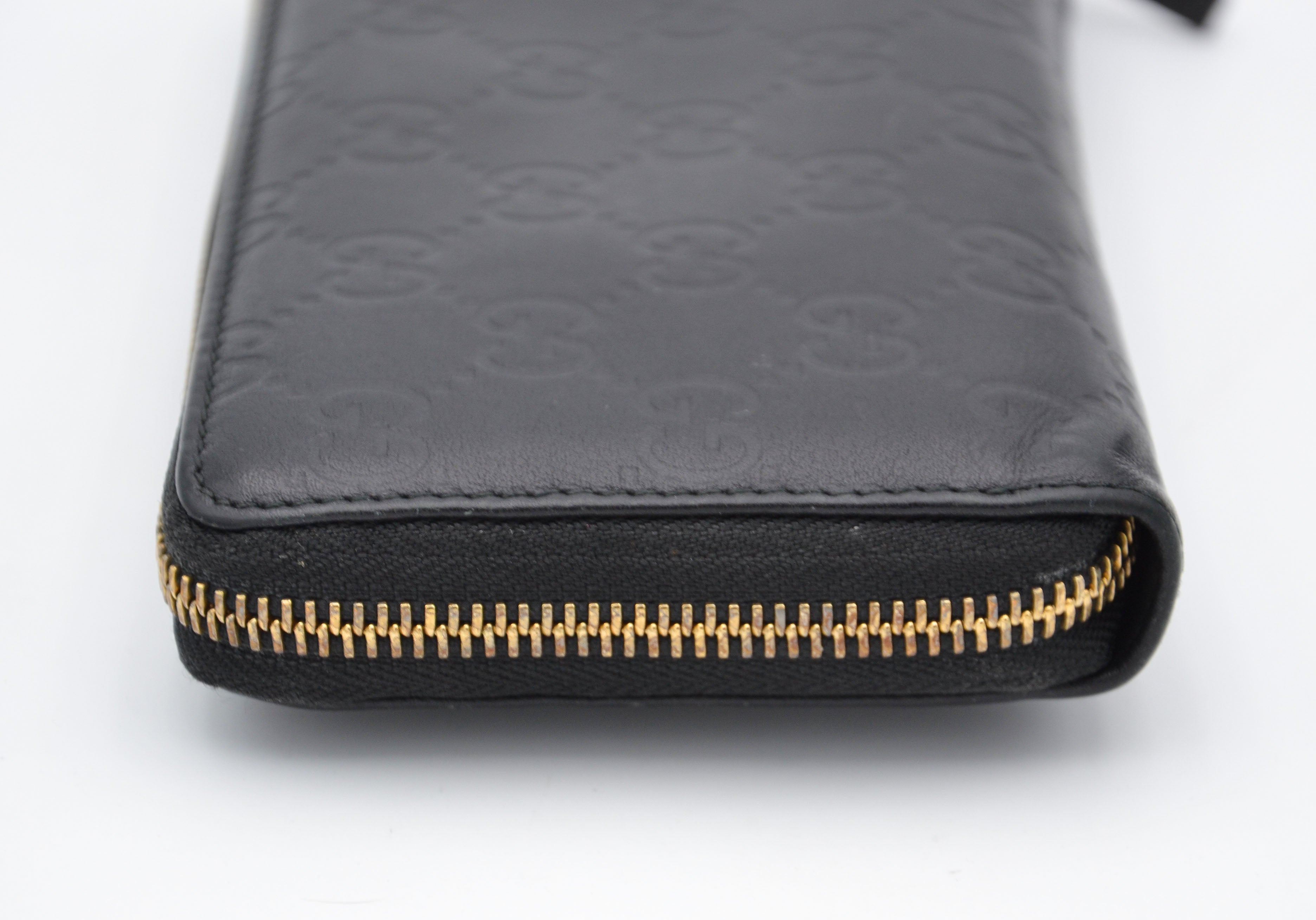 Gucci Zippy Long Wallet In Black Leather Guccissima