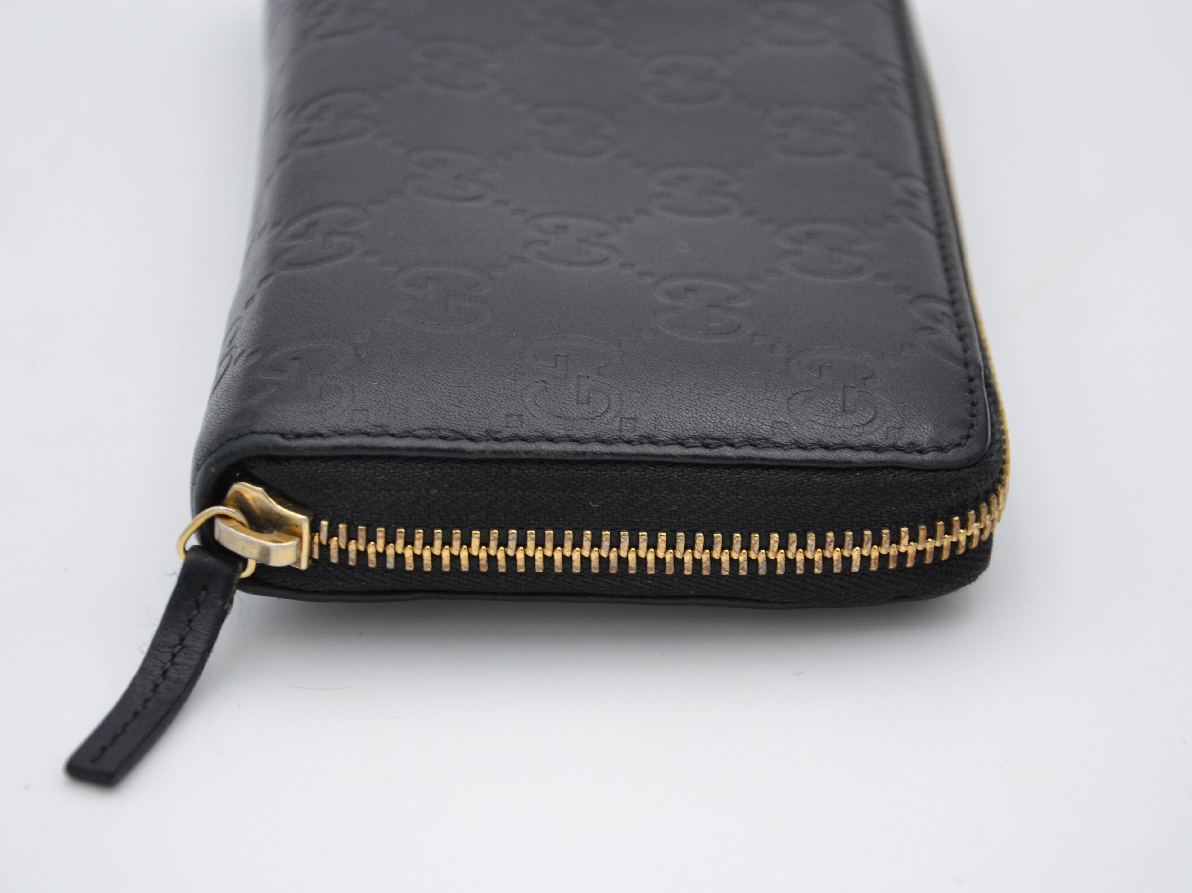 Gucci Zippy Long Wallet In Black Leather Guccissima