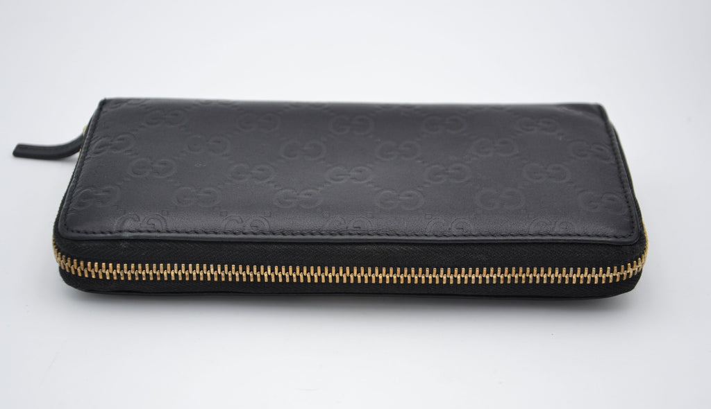 Gucci Zippy Long Wallet In Black Leather Guccissima