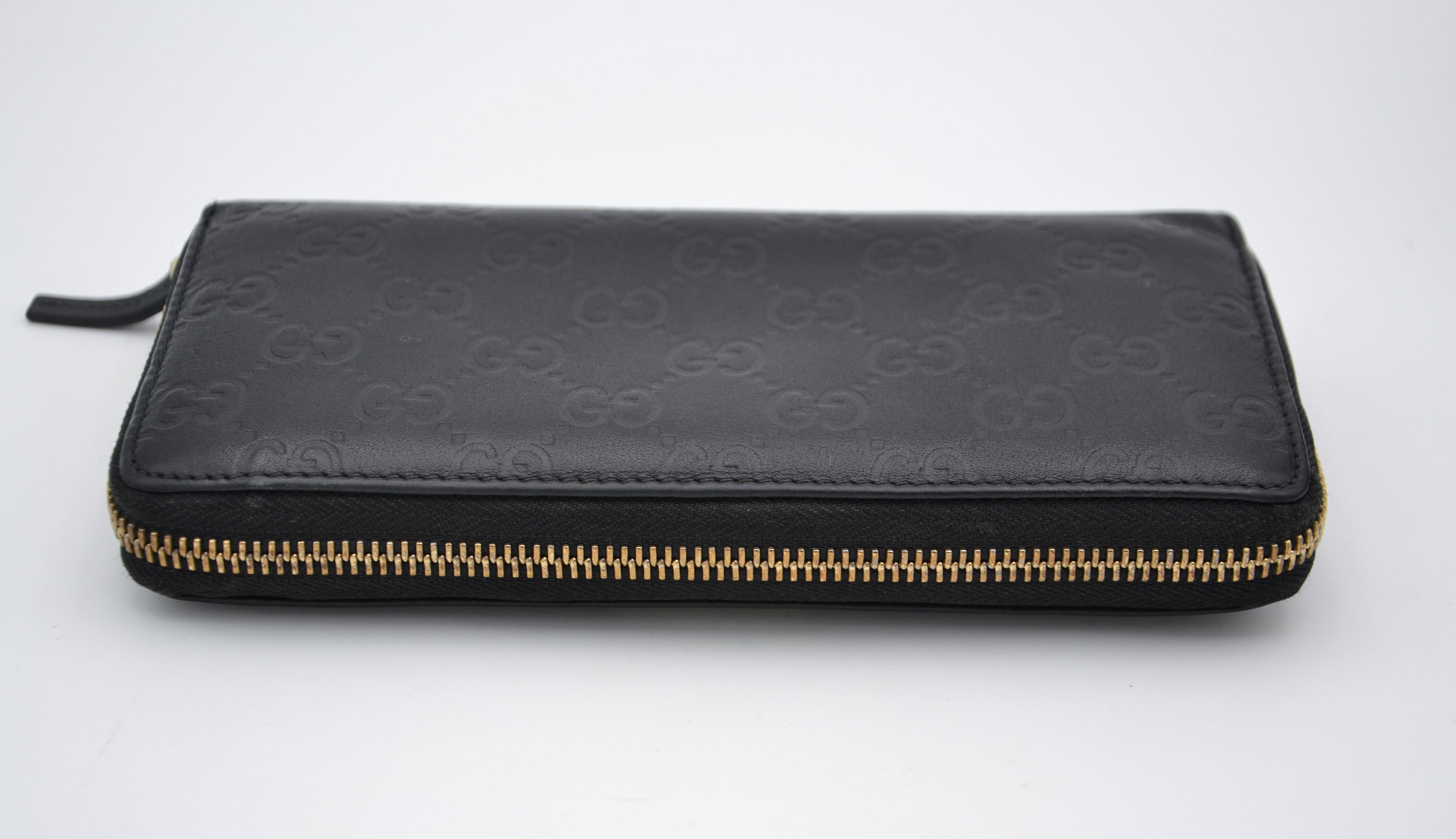 Gucci Zippy Long Wallet In Black Leather Guccissima