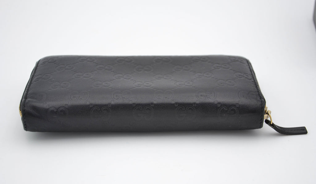 Gucci Zippy Long Wallet In Black Leather Guccissima