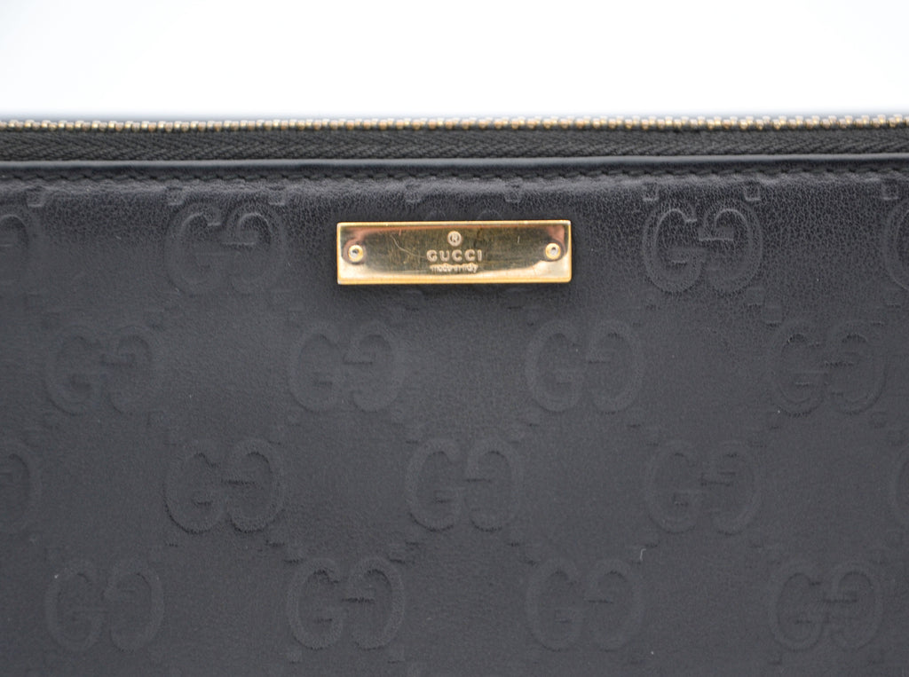Gucci Zippy Long Wallet In Black Leather Guccissima