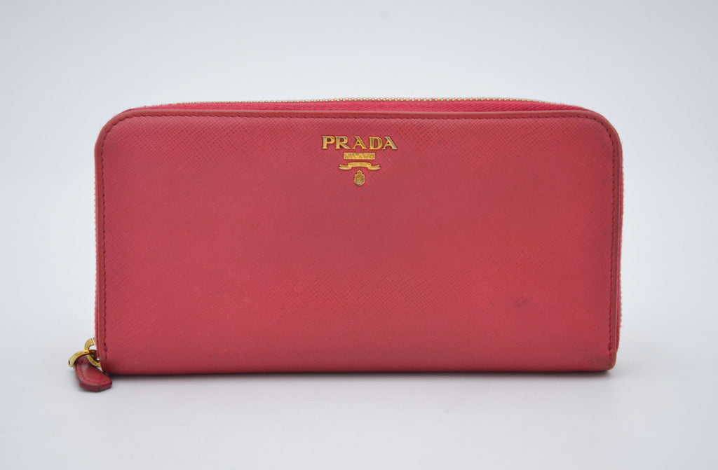 Portefeuille Zippé Prada En Cuir Saffiano