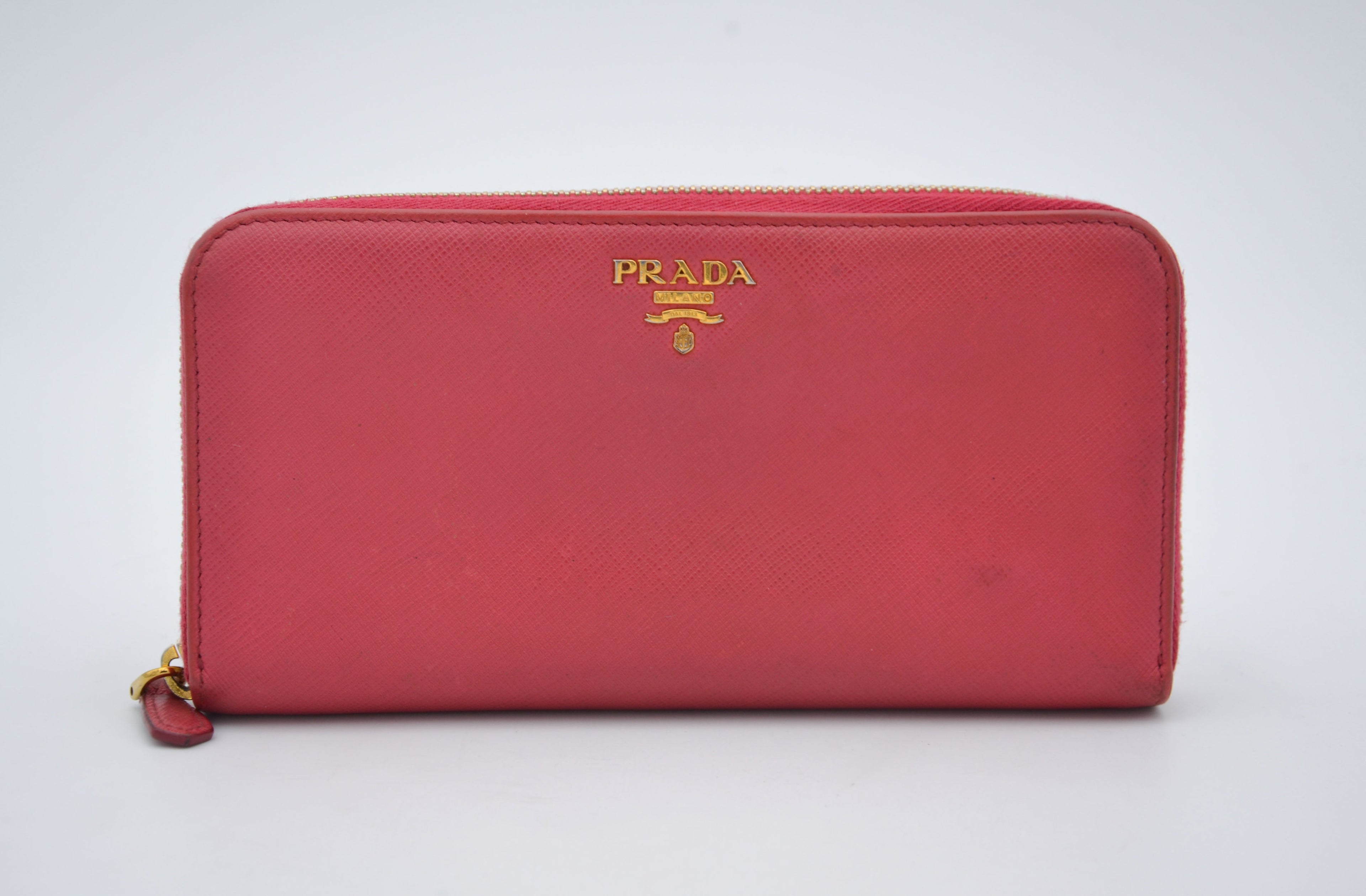 Portefeuille Zippé Prada En Cuir Saffiano
