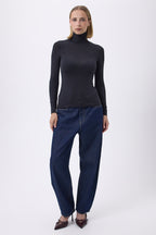T Shirt Turtle Neck Portofino - Noir - Femme