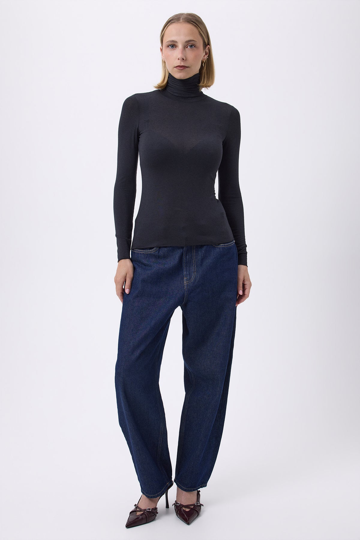 T Shirt Turtle Neck Portofino - Noir - Femme