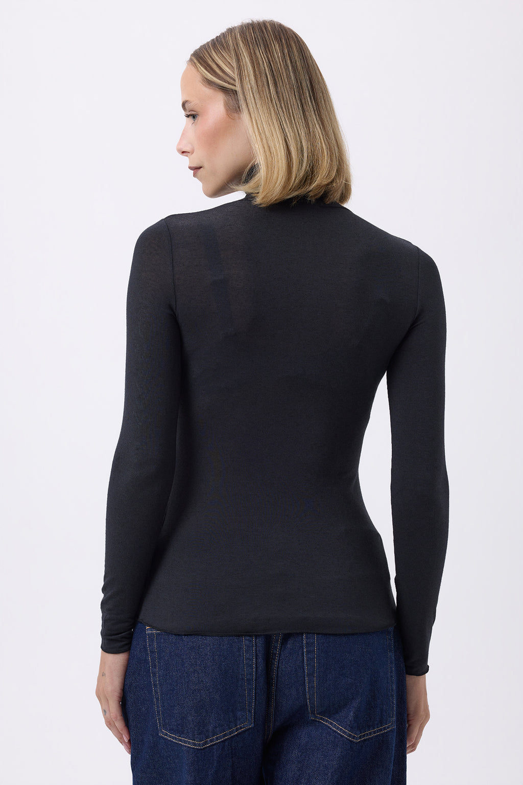 T Shirt Turtle Neck Portofino - Noir - Femme