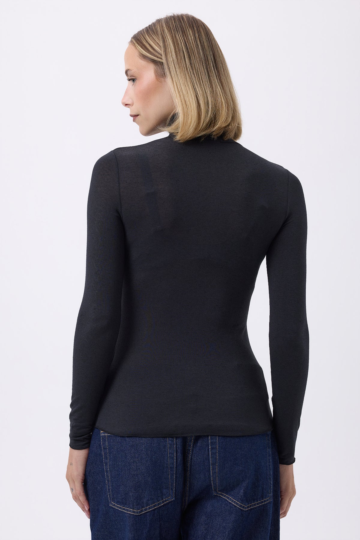 T Shirt Turtle Neck Portofino - Noir - Femme