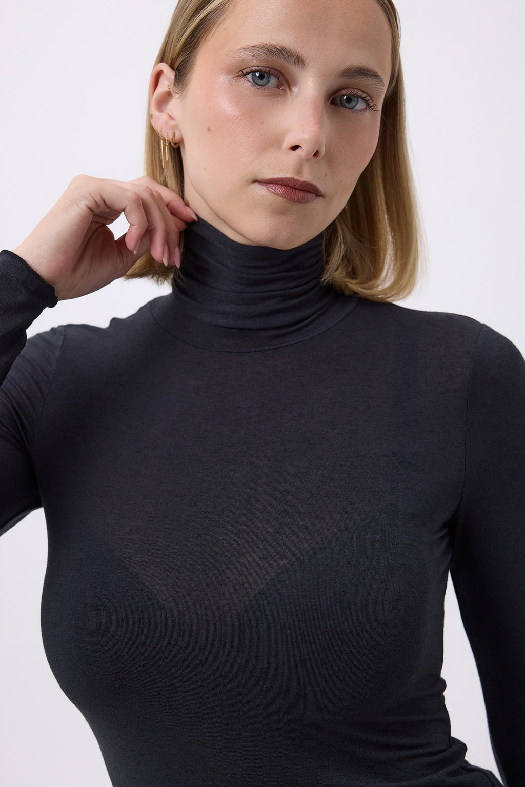 T Shirt Turtle Neck Portofino - Noir - Femme