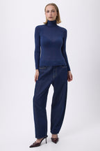 T Shirt Turtle Neck Portofino - Bleu Marine - Femme