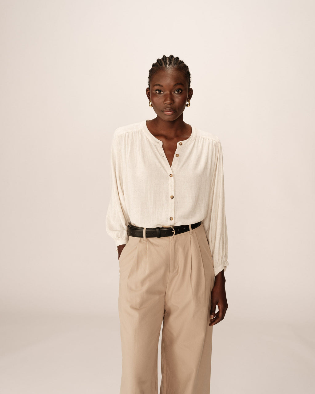 Blusa Portrait - Beige