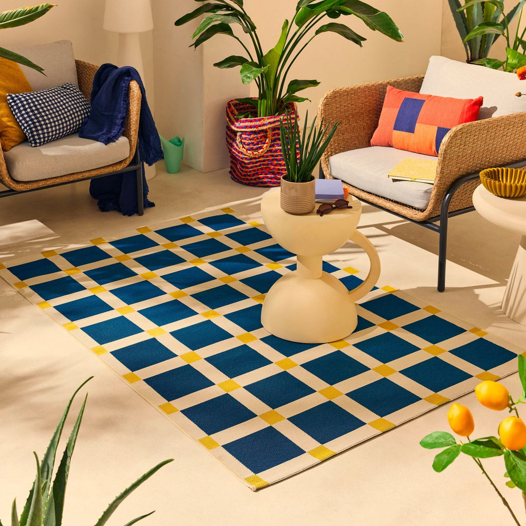Positano - Tapis D'Extérieur - Polypropylène/Polyester - Bleu