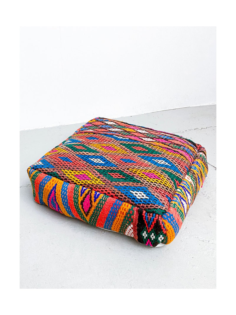 Pouf Berbère Marocain Kilim - Multicolore