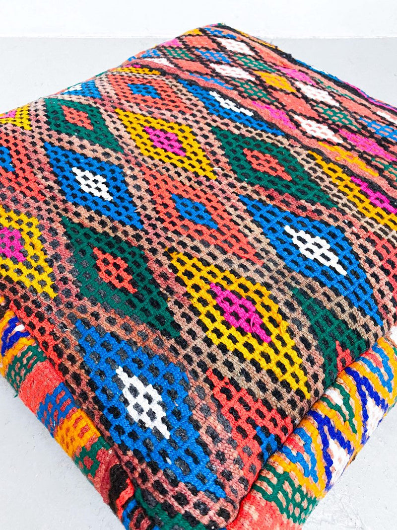 Pouf Berbère Marocain Kilim - Multicolore