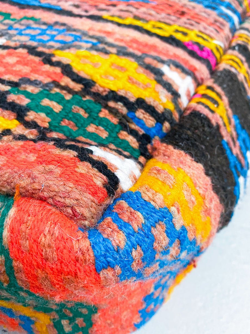 Pouf Berbère Marocain Kilim - Multicolore