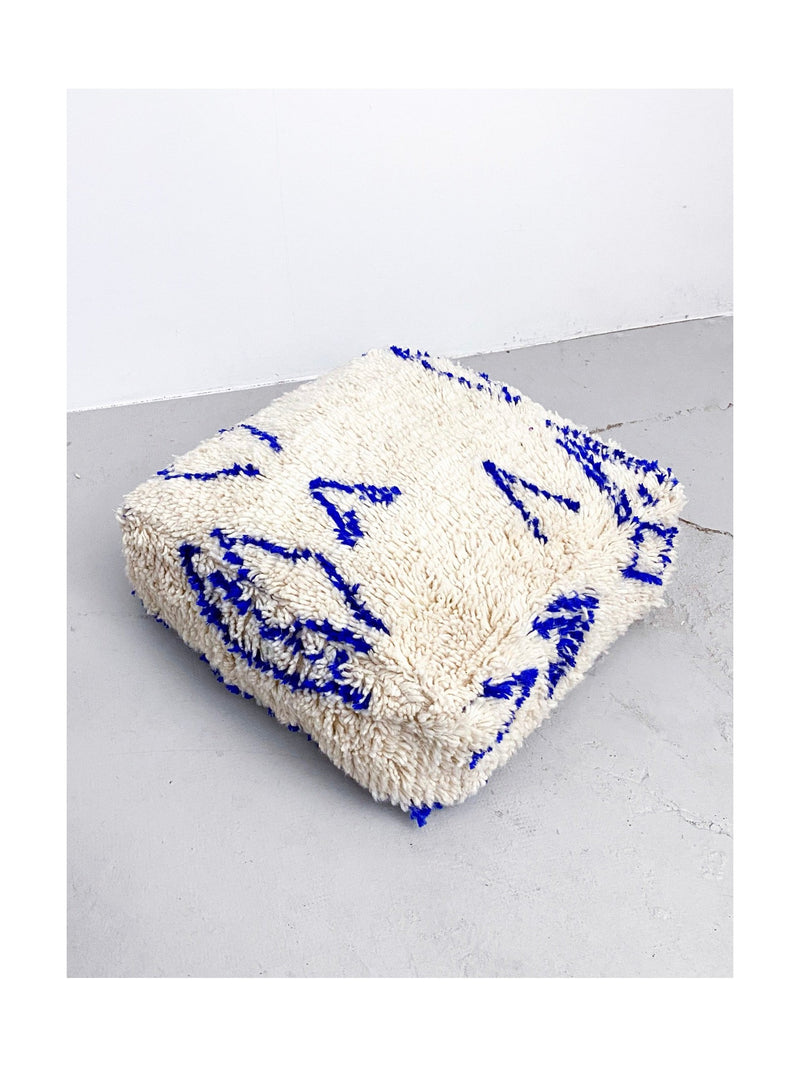 Pouf Berbère Marocain Azilal - Bleu Majorelle